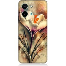 Vivo Y28 Uyumlu Soyut Çiçek Fırça Darbesi  Desenli Silikon Kılıf