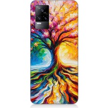 Teknomeg Vivo V21E Uyumlu Kökten Renkli Ağaç Büyüsü  Desenli Silikon Kılıf