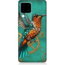 Teknomeg Vivo V30 Uyumlu Turkuaz Zeminde Sinek Kuşu  Desenli Silikon Kılıf