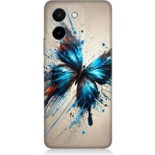 Vivo Y28 Uyumlu Parçalanan Renkli Kelebek  Desenli Silikon Kılıf