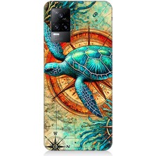 Vivo V21E Uyumlu Pusulada Deniz Kaplumbağası  Desenli Silikon Kılıf