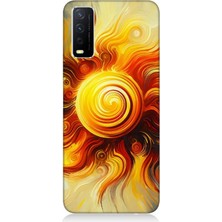 Teknomeg Vivo Y20S Uyumlu Alev Girdabında Güneş Patlaması  Desenli Silikon Kılıf