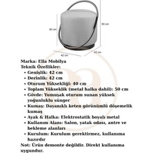  Loop Serisi Puf, Metal Halkalı Puf, Makyaj Oturağı ,puf Bench Montajsız Oturak Siyah Metal Ayaklı