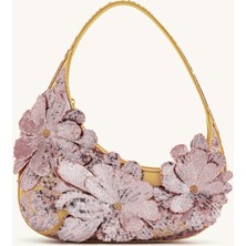 Harlee Işıltılı Payetli Pembe,altın Detaylı Zarif Akşam Çantası