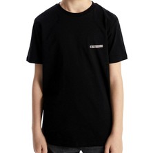 Rakerplus Siyah %100 Pamuk Unisex Kısa Kollu Çocuk Tişört