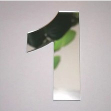 Daire Numarası 1 mm Gümüş Ayna Pleksi Yapışkanlı Ölçü 9x4 cm No- 1 Bir
