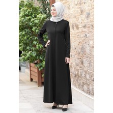 Nisa Fermuarlı Ferace Siyah SN58
