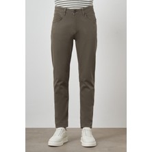  Erkek Haki Pamuk 5 Cep Slim Fit Jean Kot Pantolon
