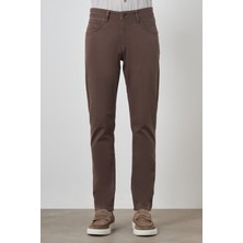  Erkek Kahve Pamuk 5 Cep Slim Fit Jean Kot Pantolon