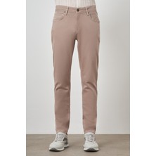  Erkek Bej Pamuk 5 Cep Slim Fit Jean Kot Pantolon