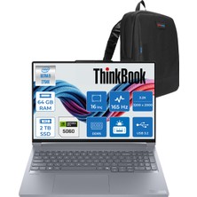 Lenovo Thinkbook 16P G6 Iax Intel Core Ultra 9 275HX 64GB Ddr5 2tb SSD Freedos RTX5060 8gb 115W 16" 3.2k (3200X2000) IPS 500NITS 165Hz Taşınabilir Bilgisayar 21R0001JTXF39 + Zetta Çanta