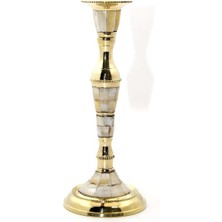 Tekli Pirinç Sedefli Şamdan 20 cm