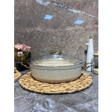 Elvira Granit 24 cm Basık Tencere-Krem