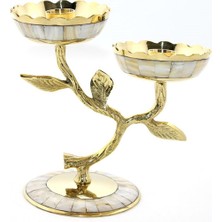 Pirinç Sedefli 2'li Şamdan 15*17 cm