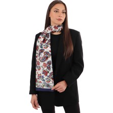 Lacivert Şal Desen Vual Ipek Fular