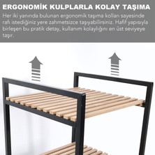 Ahşap Raflı Kirli Sepeti - 2 Katlı Raflı Çamaşır Sepeti Çok Amaçlı Banyo Düzenleyici 55 Litre Gri