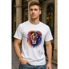 Elze Moda Premium Kalite Oversize Aslan Baskılı T-Shirt