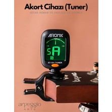 Aroma AT-101 Dijital Tuner | Gitar, Ukulele, Keman ve Bağlama Uyumlu Klipsli Akort Cihazı - Arpeggio Arte