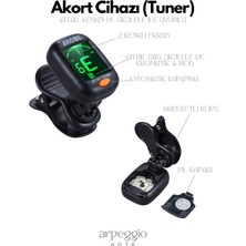 Aroma AT-101 Dijital Tuner | Gitar, Ukulele, Keman ve Bağlama Uyumlu Klipsli Akort Cihazı - Arpeggio Arte