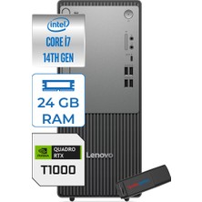 Lenovo Thinkcentre Neo 50T Gen5 Intel Core I7 14700 24GB Ddr5 1tb SSD Windows 11 Home Quadro T1000 4gb Masaüstü Bilgisayar 100012UAS0GL00H08 + Zetta Flash Bellek