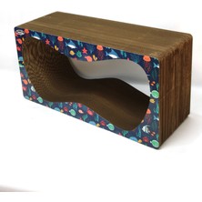 Kedi Tırmalama Kanepesi Karton Kedi Tırmalama Yatay Tırmalama- Xlarge (68X24X33 Cm)- Balıklı Desen
