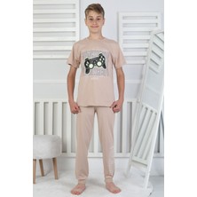 Gamer Console Desenli Kısa Kollu Erkek Çocuk Pijama Takımı