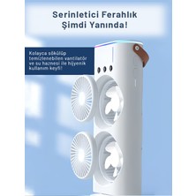 Su Hazneli Buzlu Masaüstü Vantilatör Çift Fan 3 Fan Modu 90° Salınım LED Işık Uzaktan Kumanda