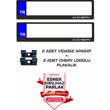 Chery Logo Baskılı Sallanma Önleyici Aparatlı Oto Plakalık Ses Yapmaz 2 Adet
