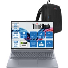Lenovo Thinkbook 16P G6 Iax Intel Core Ultra 9 275HX 80GB Ddr5 2tb SSD Windows 11 Pro RTX5060 8gb 115W 16" 3.2k (3200X2000) IPS 500NITS 165Hz Taşınabilir Bilgisayar 21R0001JTXP46 + Zetta Çanta