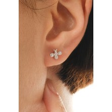 Rodyumlu Mini Arı Gümüş Küpe 7387