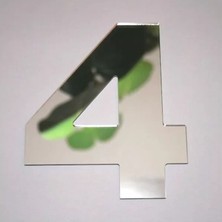 Daire Numarası 1 mm Gümüş Ayna Pleksi Yapışkanlı Ölçü 9x4 cm No- 4 Dört