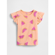 Gap Kız Bebek Turuncu Fırfır Kollu T-Shirt
