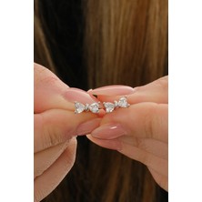 Fiyonk Rodyumlu Mini Gümüş Küpe 7361