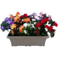 Yapay Çiçek Açelya Mokka Küpeşte Askılı Saksıda Balkon Çiçeği