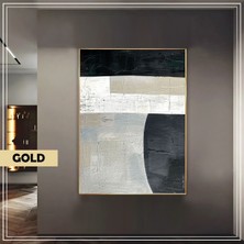 Harikabirev|02 Geometrik Soyut Modern Model |çerçeveli Temperli Cam Tablo Tekli Dikey