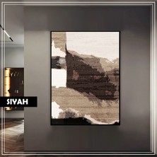 Harikabirev|kahve Kontrast Geometrıc Soyut Model |çerçeveli Temperli Cam Tablo Tekli Dikey