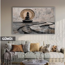 Harikabirev| Geometrıc Soyut Bohem Model(Sahil)|çerçeveli Temperli Cam Tablo Tekli Yatay