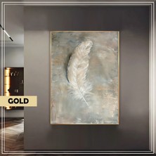 Harikabirev|soft Gri Kuş Tüyü Modeli (Paınt)|çerçeveli Temperli Cam Tablo Tekli Dikey