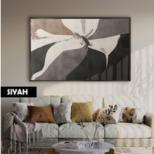 Harikabirev| Gri Kontrast Soyut Çiçek Modeli (Lıly) |çerçeveli Temperli Cam Tablo Tekli Yatay