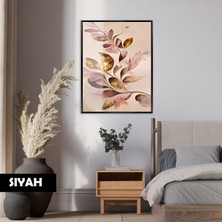 Harikabirev|goldenrose| Yaprak Detaylı Model|çerçeveli Temperli Cam Tablo Tekli Dikey