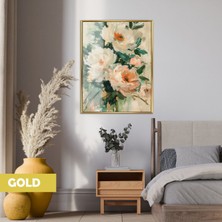 Harikabirev|gardenya Buket Modeli (Oıl Pattern)|çerçeveli Temperli Cam Tablo Tekli Dikey