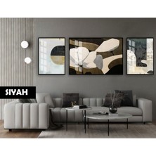Harikabirev|(Abstract) Soft Renk Çiçek Modeli (Lılly) |çerçeveli Temperli Cam Tablo 3lü Yatay