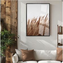 Harikabirev|soft|kahve Renk Buğday (Wheat) Modeli |çerçeveli Temperli Cam Tablo Tekli Dikey