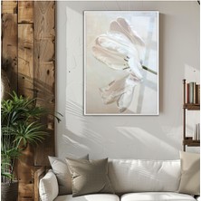 Harikabirev|gardenıa Çiçek Modeli(Dıgıtal Oıl Paınt) |çerçeveli Temperli Cam Tablo Tekli Dikey