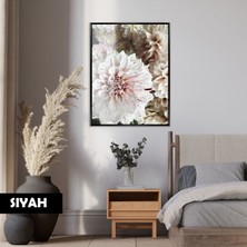 Harikabirev|yıldız Çiçeği Botanik Model(Dahlıa) |çerçeveli Temperli Cam Tablo Tekli Dikey