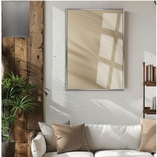 Harikabirev|soft Yaprak Gölge Modeli 01 |çerçeveli Temperli Cam Tablo Tekli Dikey