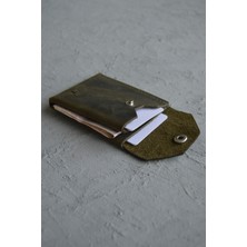 Oh Deer Leather Hakiki Deri Kartlık -  Haki - Crazy Deri