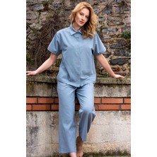 Pamuklu Kadın Pamuk Kısa Kol Bılek Boy Pantolon Takım
, 412010