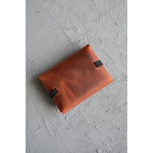 Oh Deer Leather - Hakiki Deri Kartlık - Crazy Deri - Minimal - Turuncu