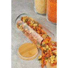 2 Adet Vakumlu Bambu Kapaklı Cam Kavanoz 1400ML Baharatlık Bakliyat Gıda Saklama Kabı Organizer